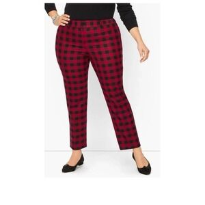 NWT Talbots Hampshire Ankle Pants Red and Black Buffalo Plaid Size 22W $129 MSRP